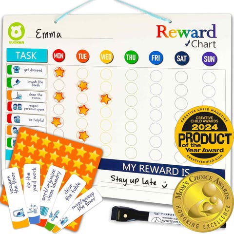 Magnetic Chore Chart for Kids - Visual Responsibility and Behavior Board for Children, Toddlers, and Teens