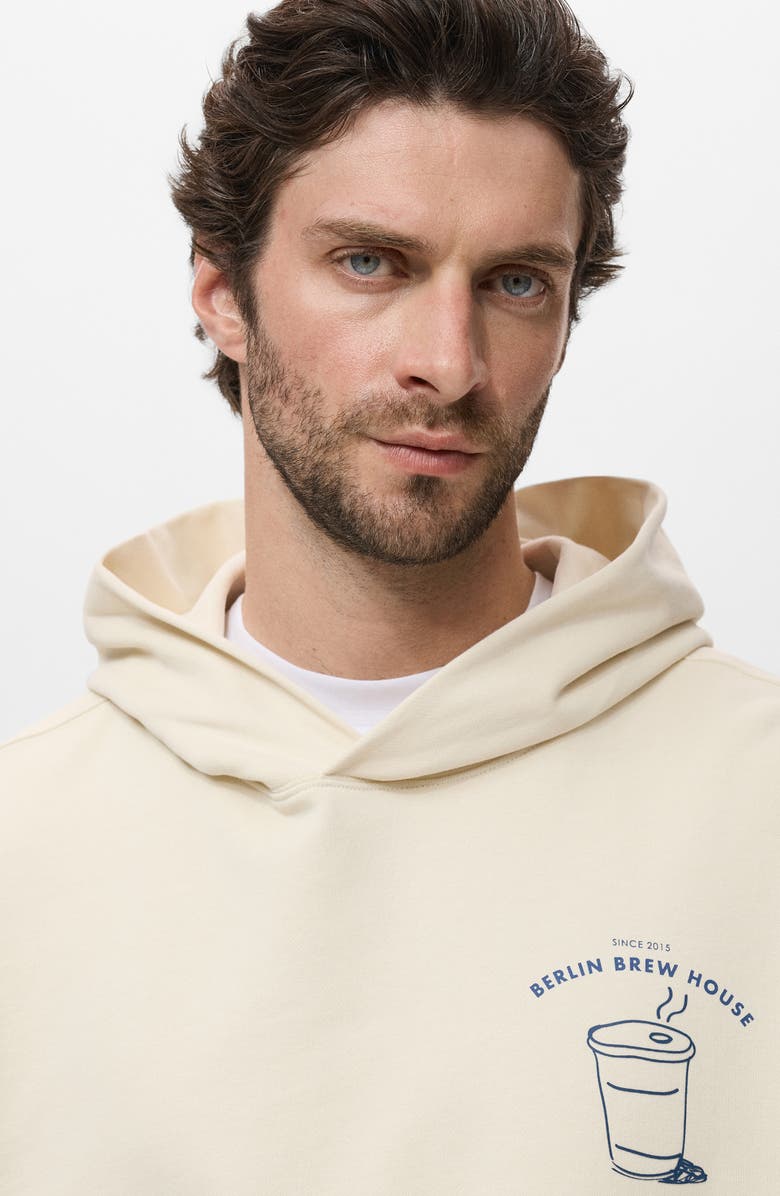 MANGO Graphic Print Hoodie, Alternate, color, Ecru