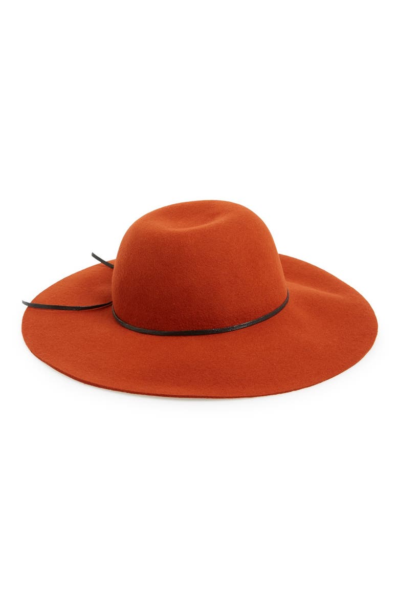 Rope Trim Floppy Felt Hat, Alternate, color, RUST