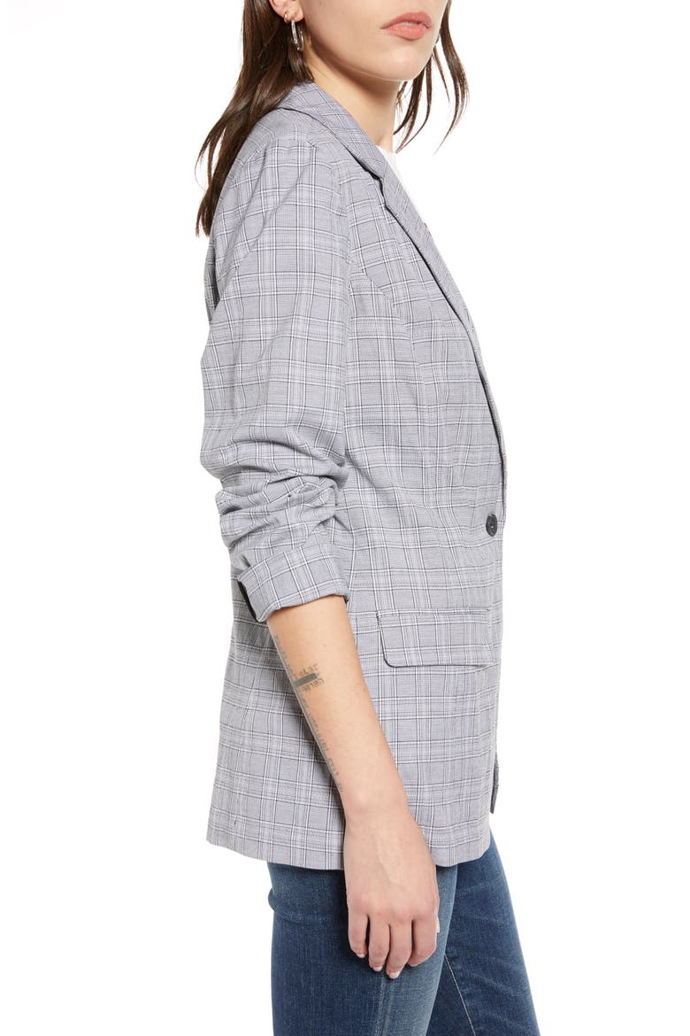Mini Plaid Blazer, Alternate, color, BLACK- WHITE PLAID