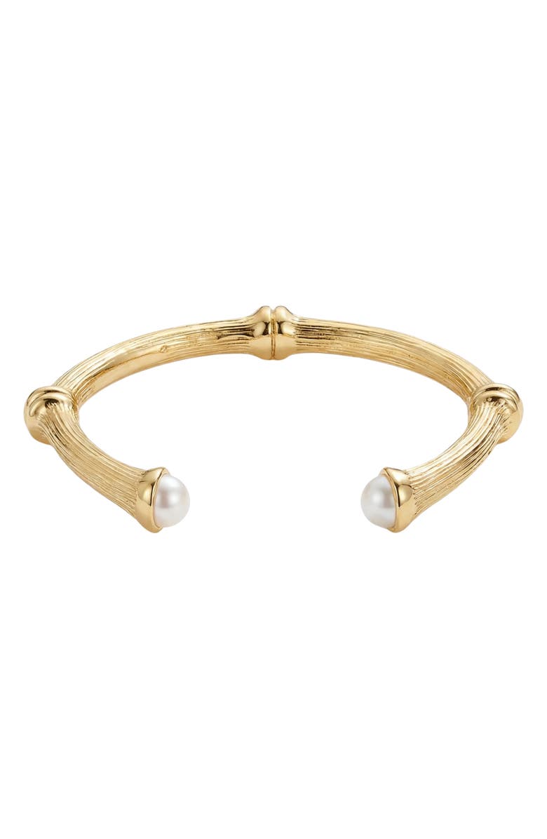 ARGENTO VIVO Faux Pearl Bamboo Cuff Bracelet, Main, color, Gold