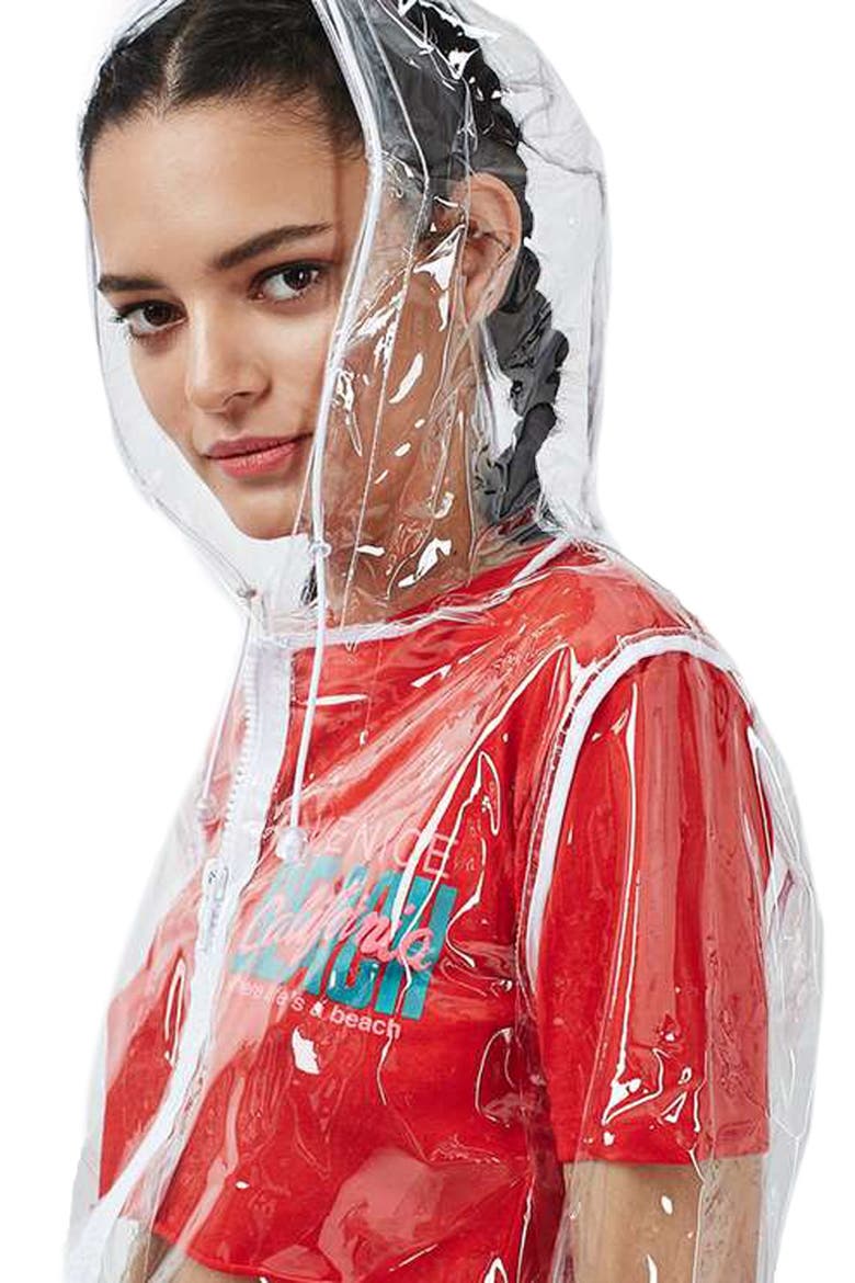 Clear Plastic Rain Jacket, Alternate, color, CLEAR