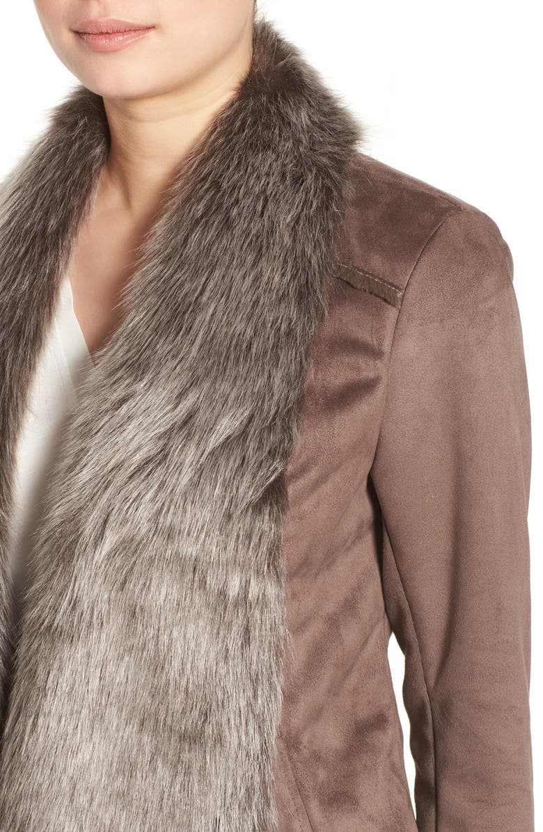 BCBGeneration Faux Shearling Drape Front Jacket, Alternate, color, 