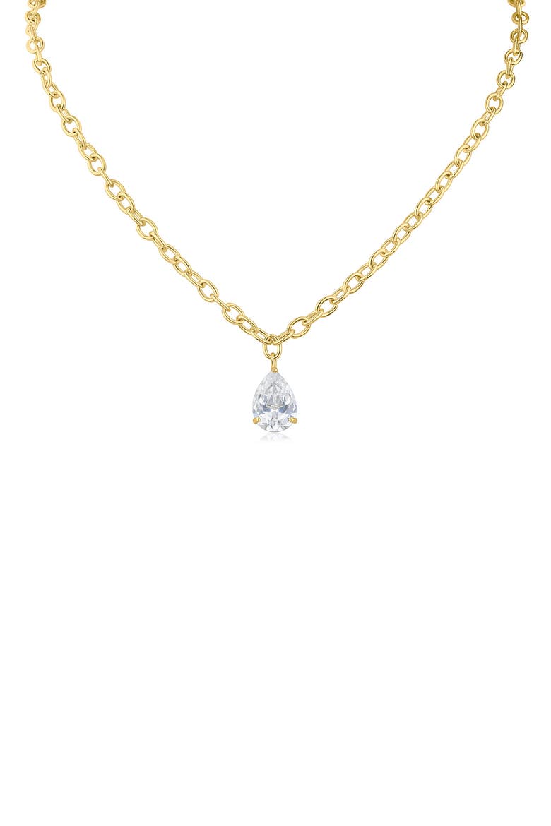 Pear Cut Cubic Zirconia Pendant Necklace, Main, color, GOLD