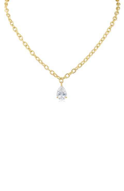 Pear Cut Cubic Zirconia Pendant Necklace