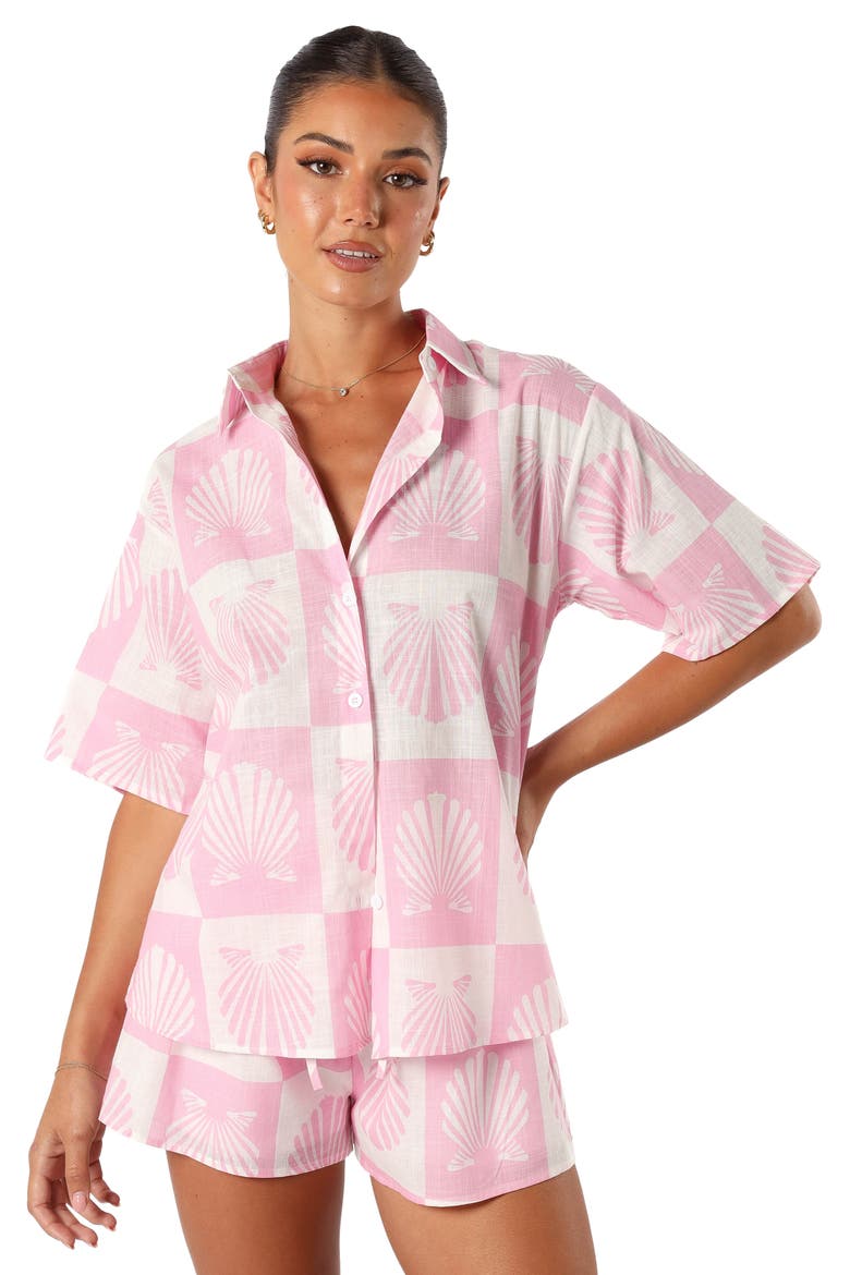 Harvey Cotton Button-Up Shirt & Shorts Set, Alternate, color, PINK