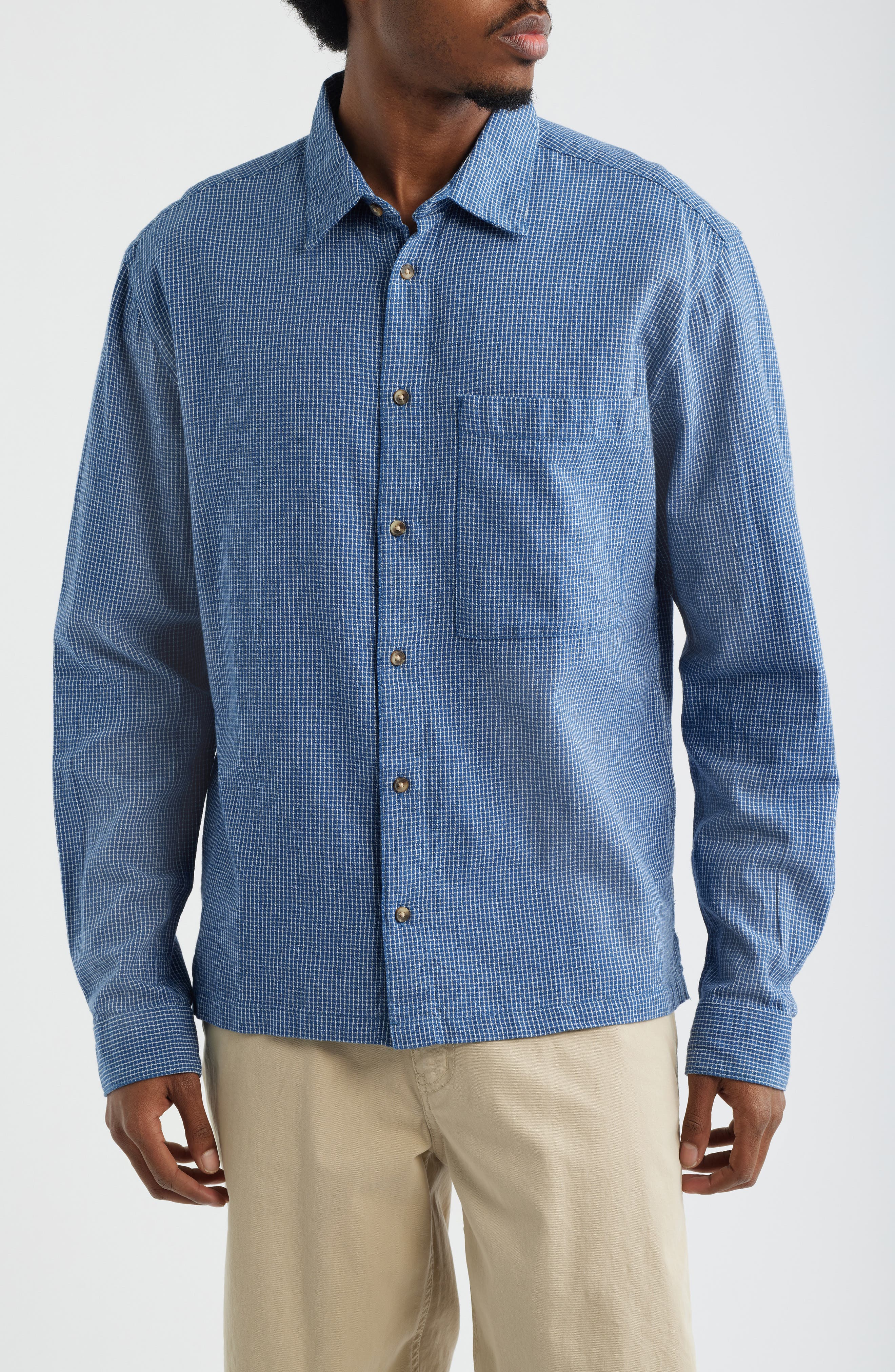 Check Relaxed Fit Cotton Flannel Button-Up Shirt
