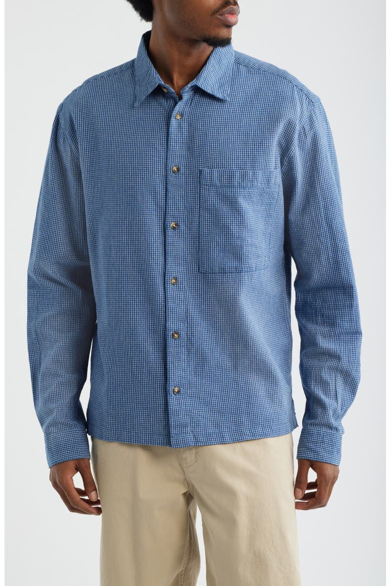 Check Relaxed Fit Cotton Flannel Button-Up Shirt, Main, color, BLUE