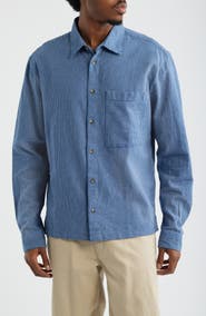 Topman Check Relaxed Fit Cotton Flannel Button-Up Shirt
