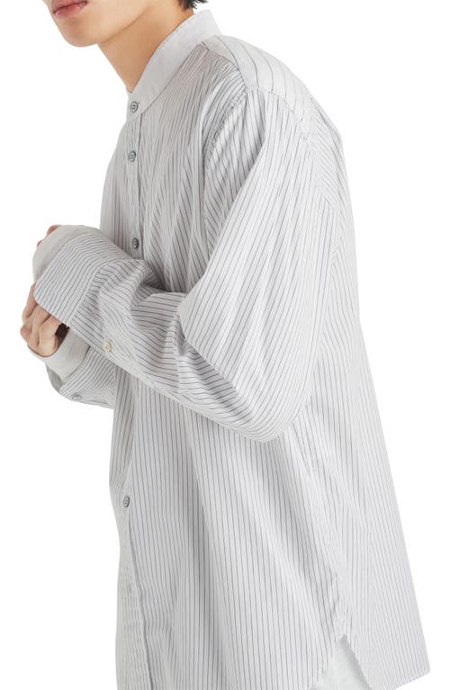Rag & Bone Landon Oversize Band Collar Button-up Shirt In Navystrp
