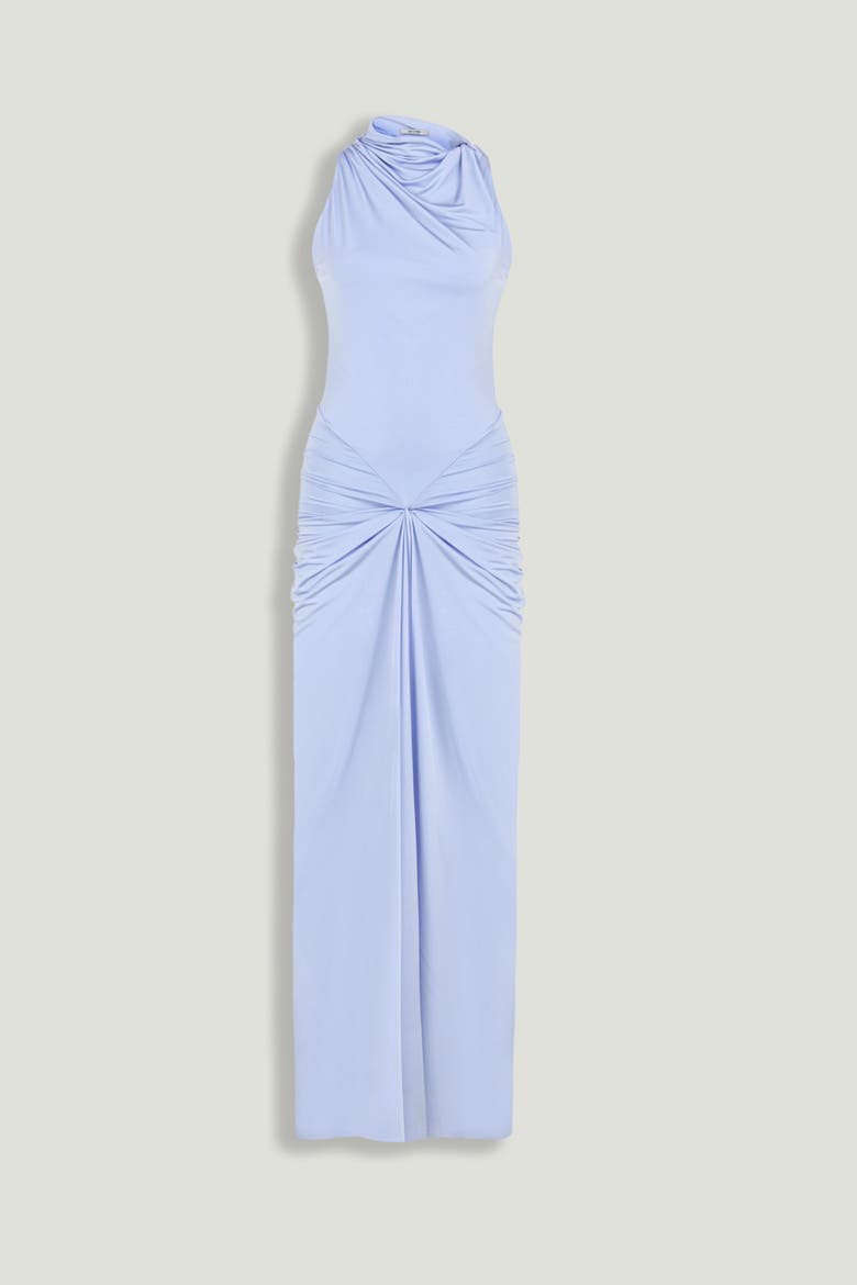 Draped Halter Neck Ruched Maxi Dress, Alternate, color, Blue