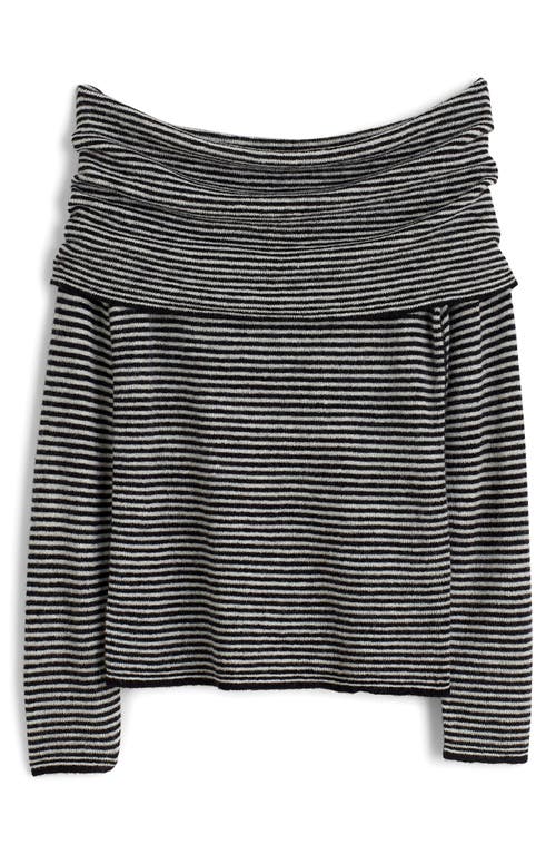 Madewell Stripe Off The Shoulder Alpaca Blend Sweater In Night Vision Stripe