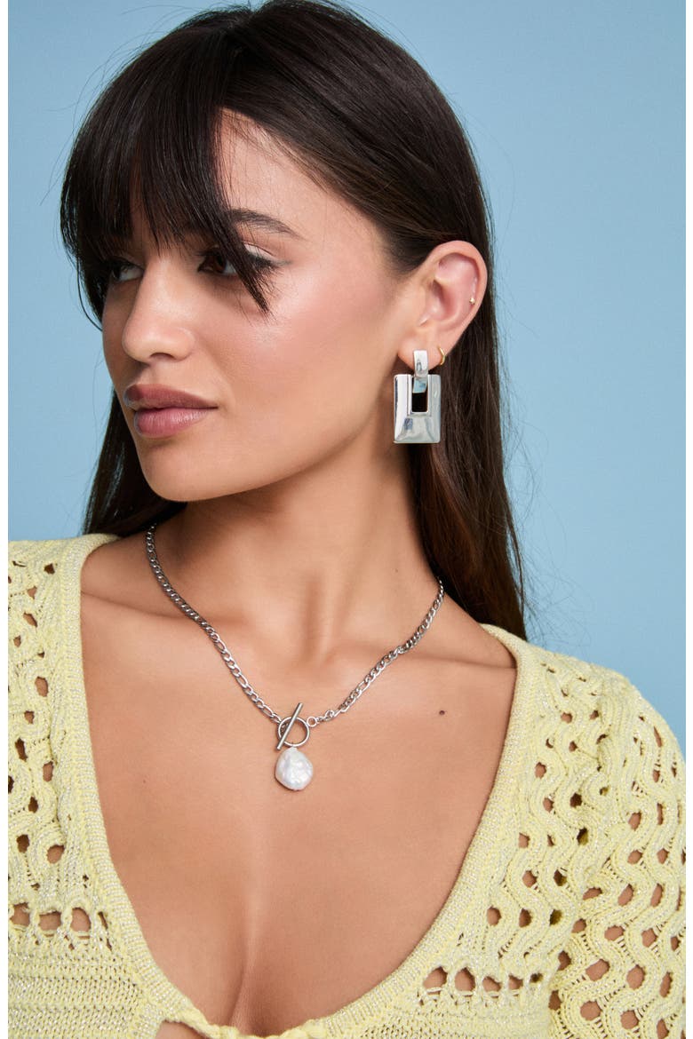 Jade Freshwater Pearl Toggle Necklace, Alternate, color, SILVER