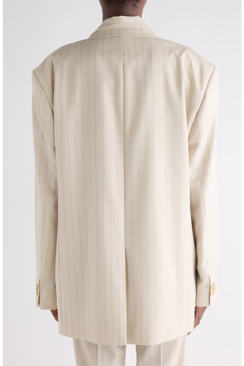 Pinstripe Wool Blazer with Scarf, Alternate, color, CREAM BEIGE
