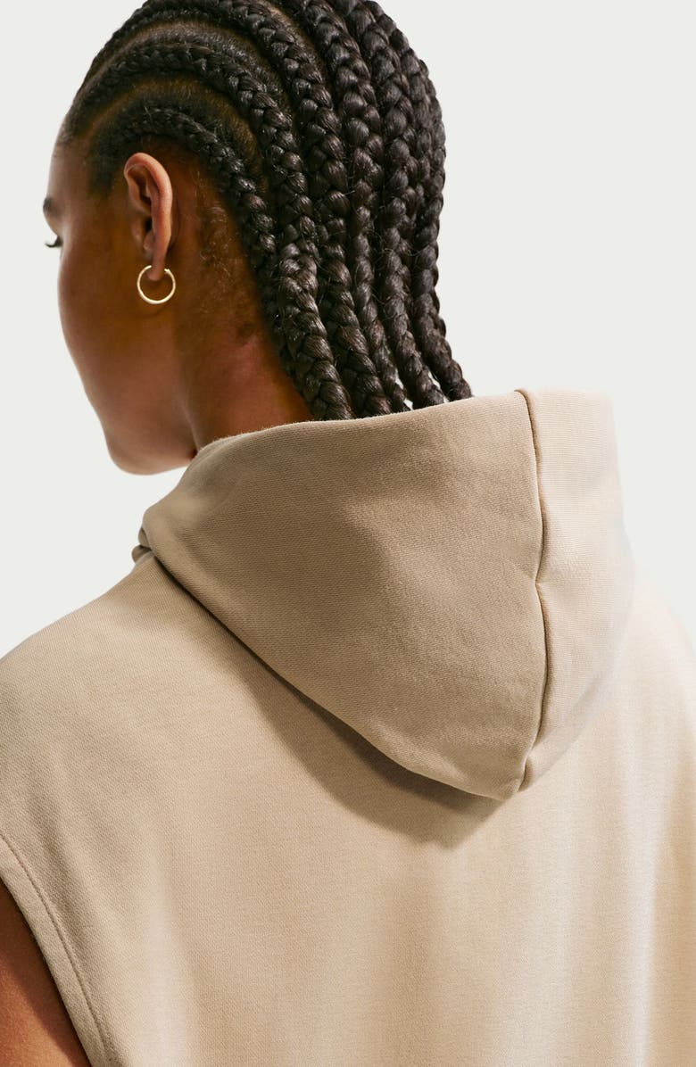 Nike Phoenix Cap Sleeve Cotton Blend Hoodie, Alternate, color, Linen/ Sail