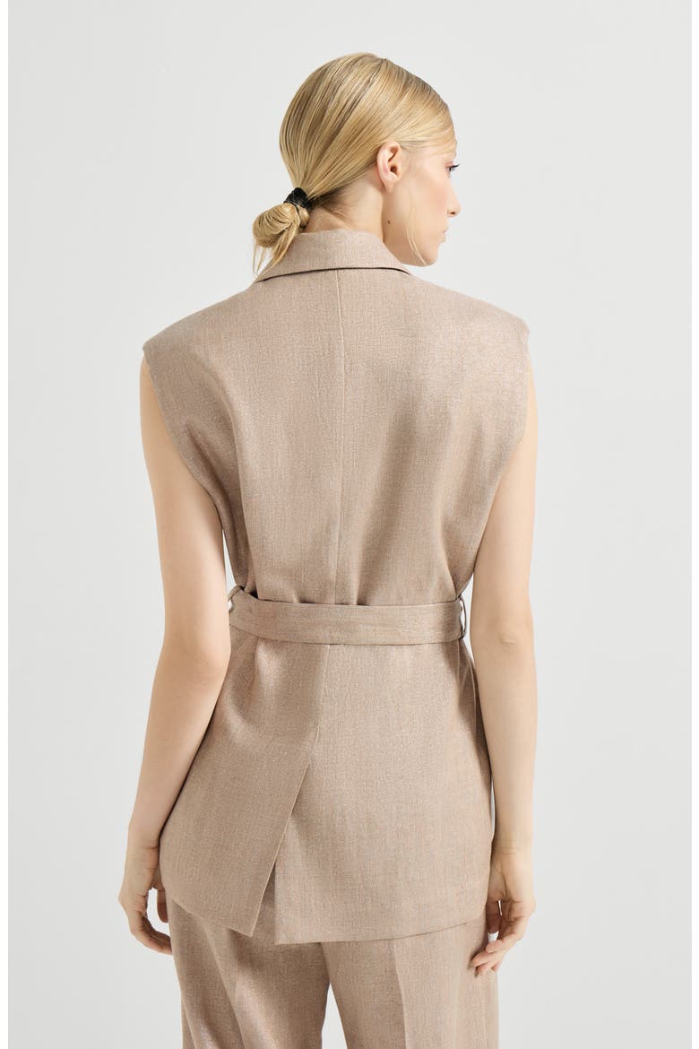 Twill vest with monili, Alternate, color, Antique Pink