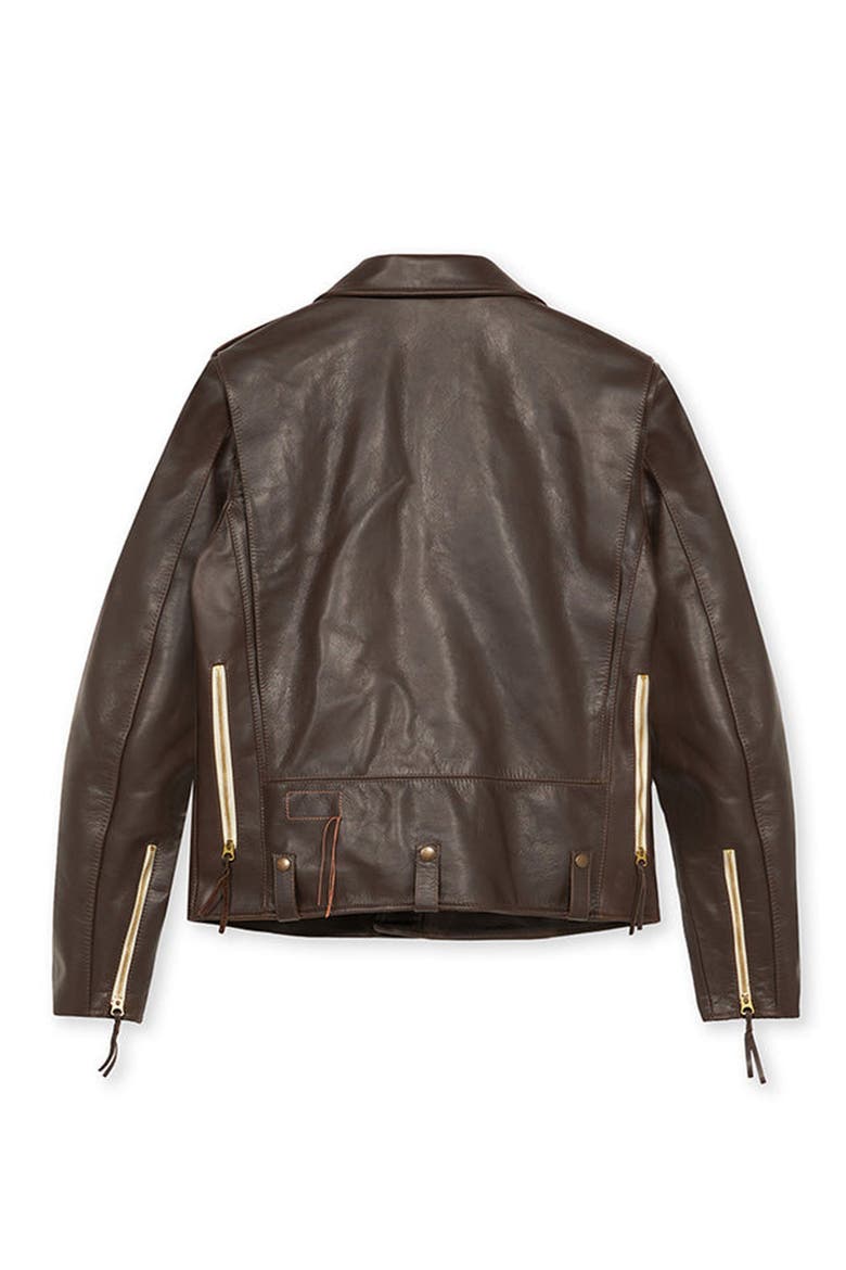 Biker Leather Jacket, Alternate, color, Brown