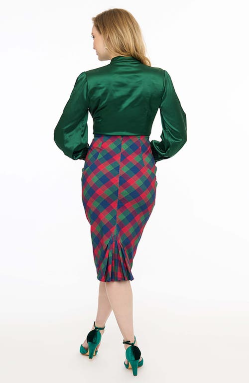Shop Unique Vintage 1950s High Waist Tracy Wiggle Skirt In Green/red Plaid