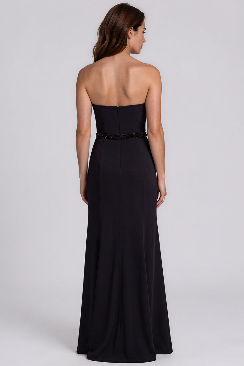 Strapless Crepe Mermaid Gown, Alternate, color, Black