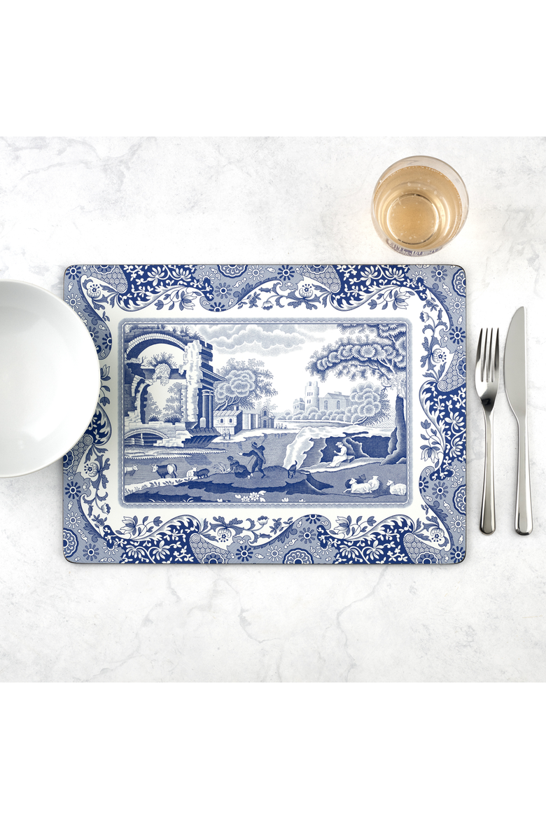 Blue Italian Set of 4 Cork Back Placemats, Alternate, color, Blue Italian