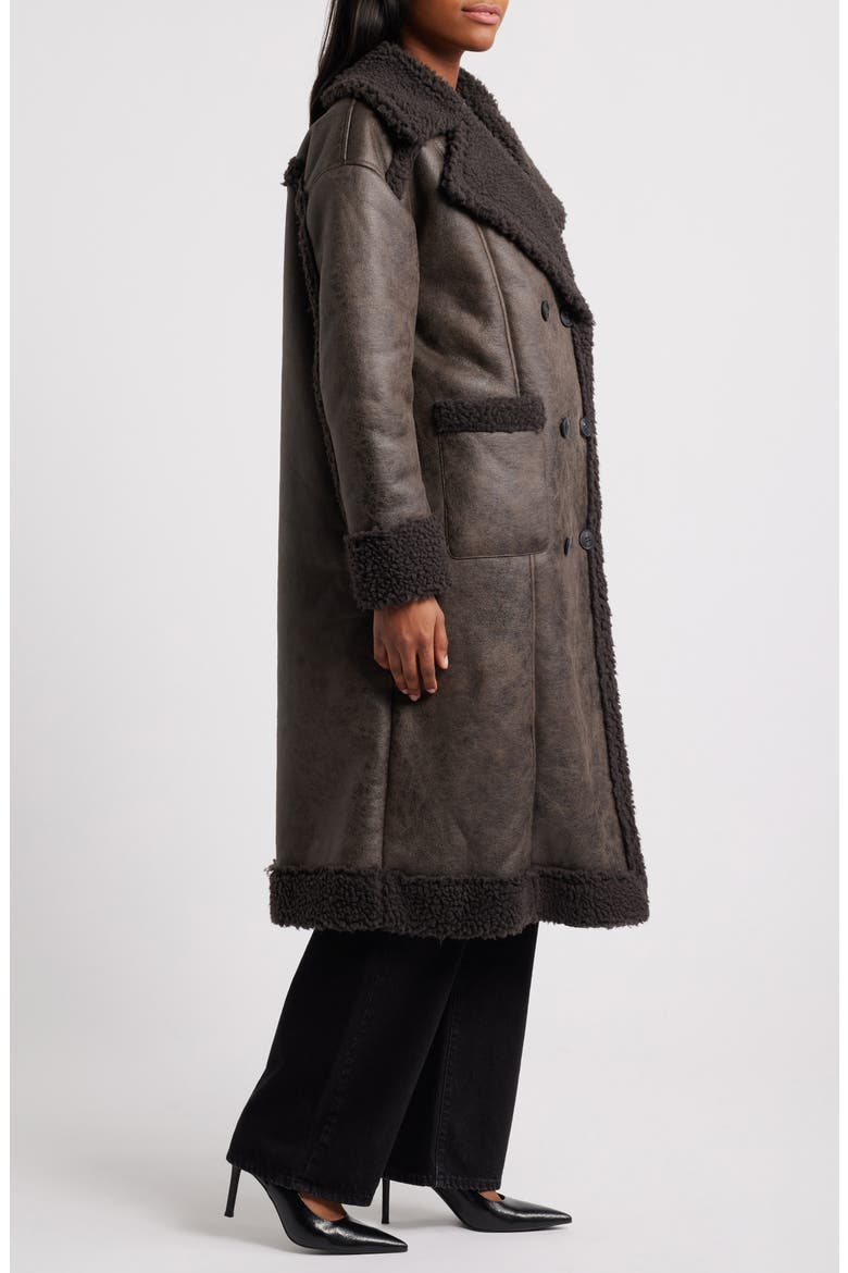 Faux Shearling Coat, Alternate, color, CHOCOLATE
