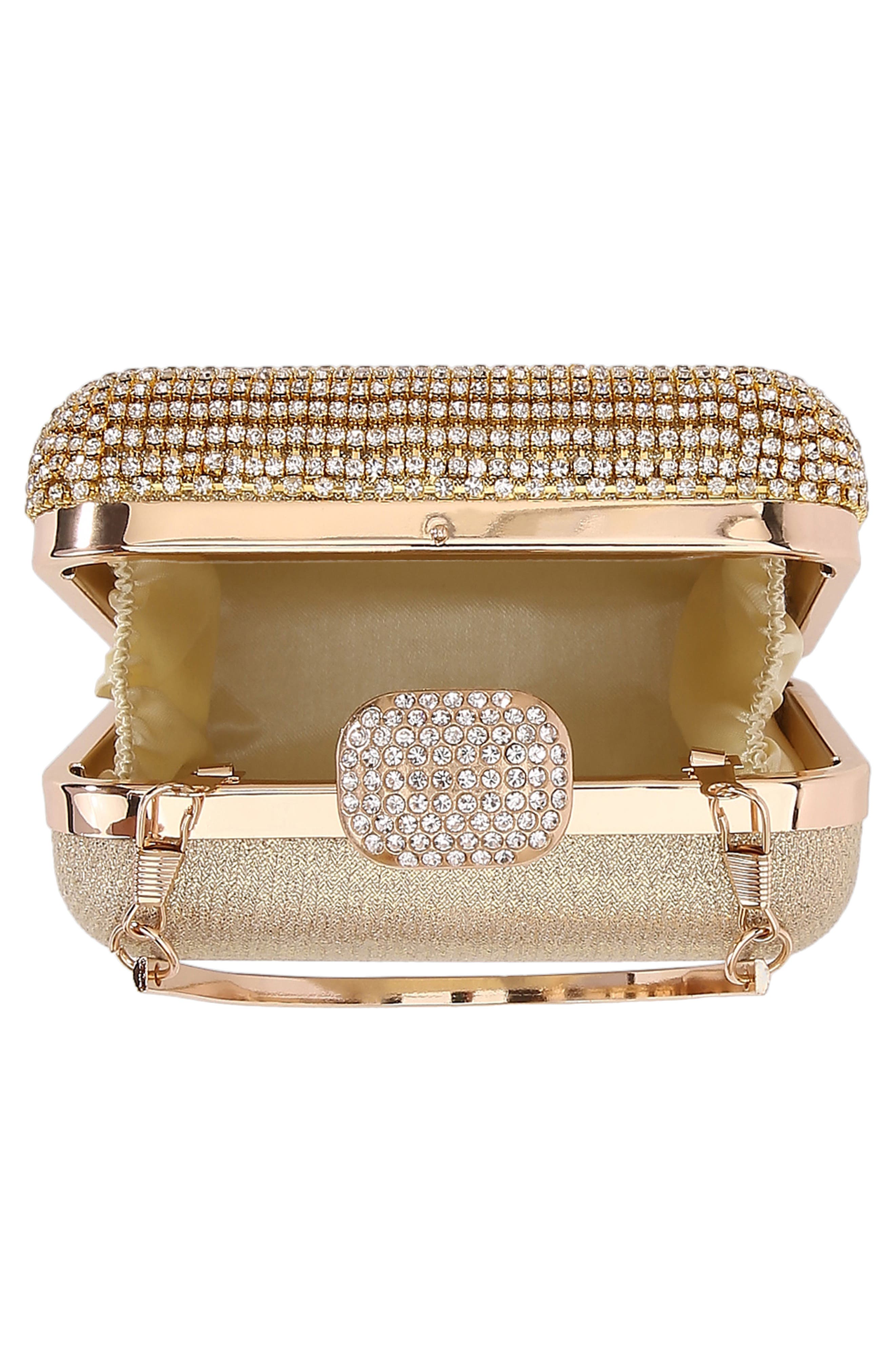 Fringe Rhinestone Bag, Alternate, color, GOLD