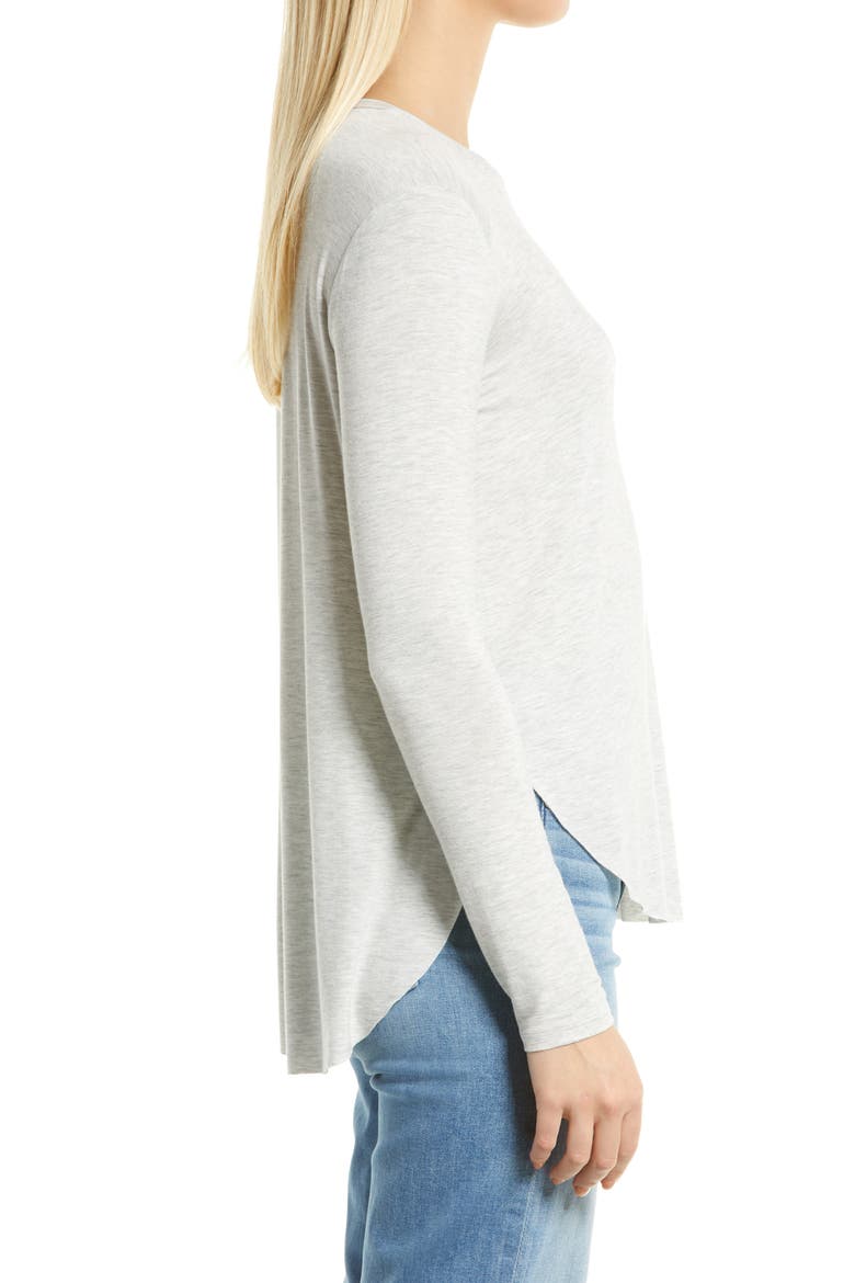 Long Sleeve Shirttail Hem Shirt, Alternate, color, GREY LIGHT HEATHER