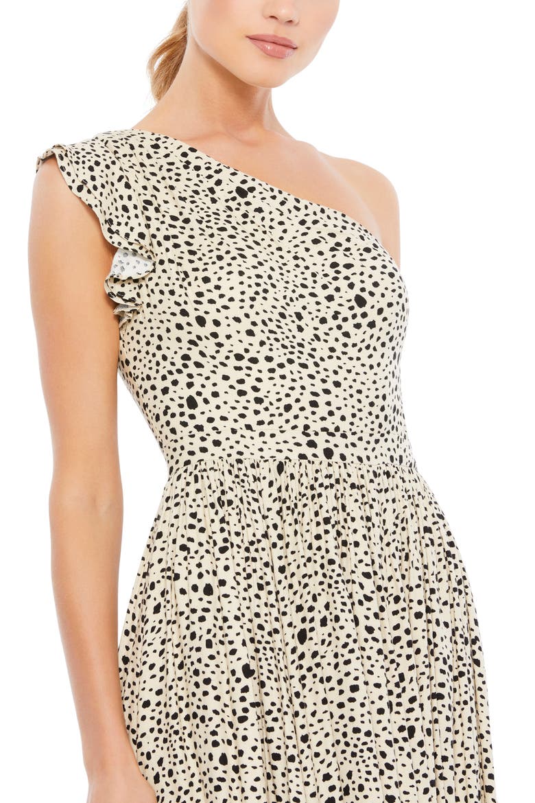 Dalmation Print One-Shoulder Gown, Alternate, color, DALMATION