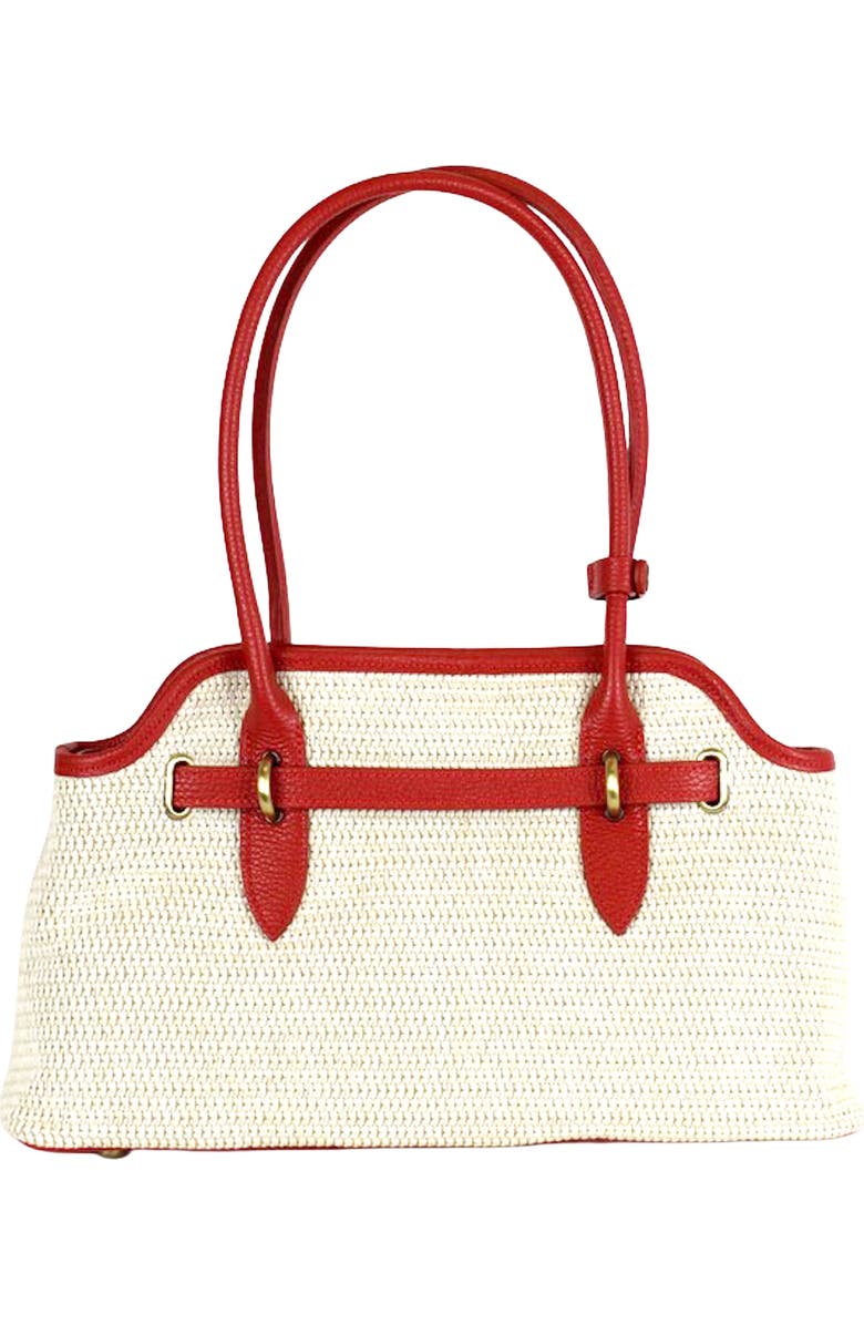 Persaman New York Marlow Raffia & Leather Shoulder Bag, Alternate, color, Red