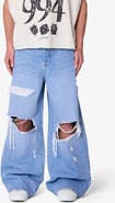 mnml Thermal Patch Relaxed Wide Leg Ripped Jeans