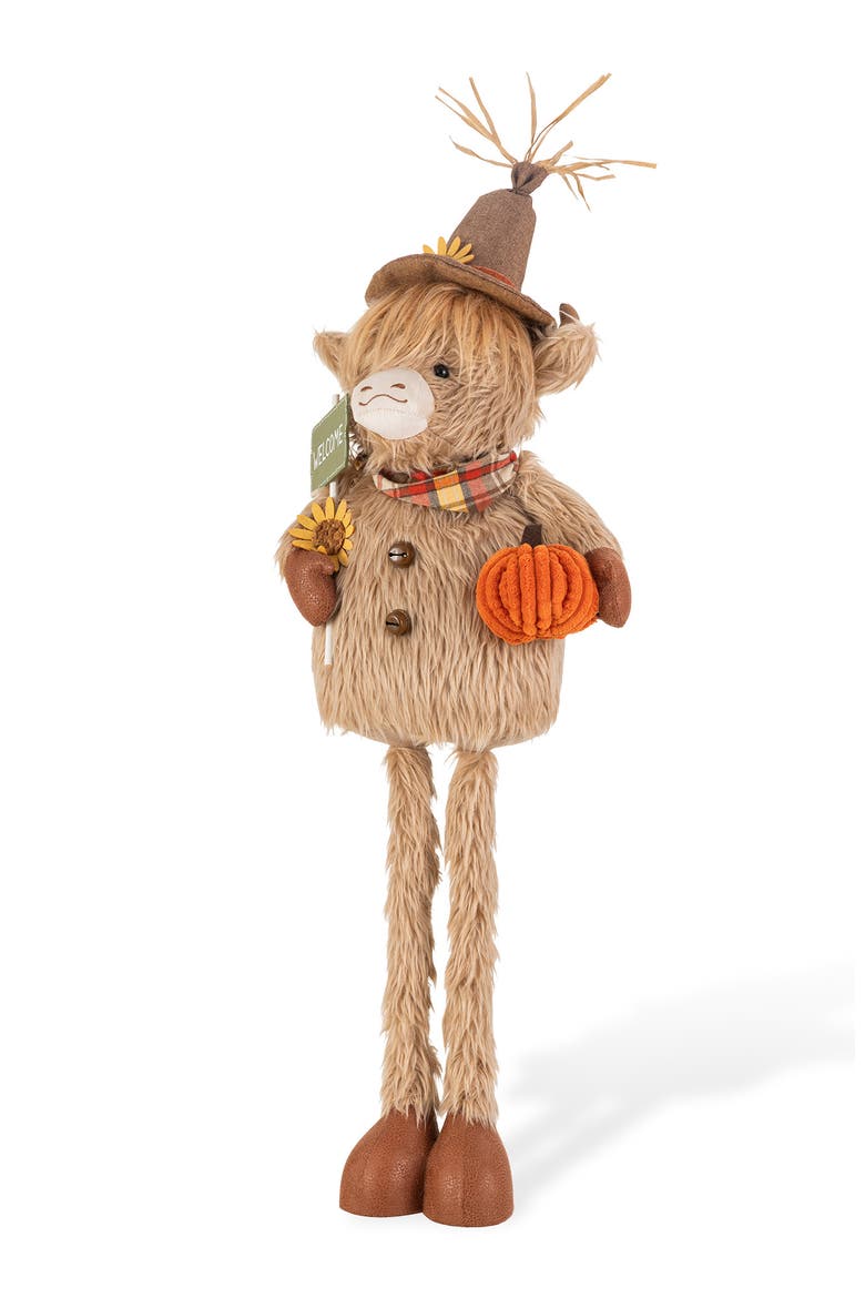 Fall Fabric Highland Cow Pumpkin Dog Porch Decor With Telescoping Legs, Alternate, color, Orange