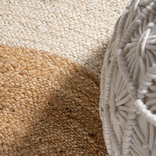 Jonathan Y Oceana Two-tone Boho Jute Circle Round Area Rug In Cream/natural