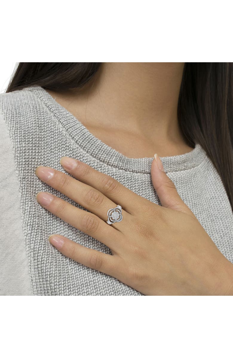 Haus of Brilliance 14K White Gold 1.0 Ctw Diamond Floral Cluster Quatrefoil Channel Set Band Cocktail Statement Ring, Alternate, color, White Gold