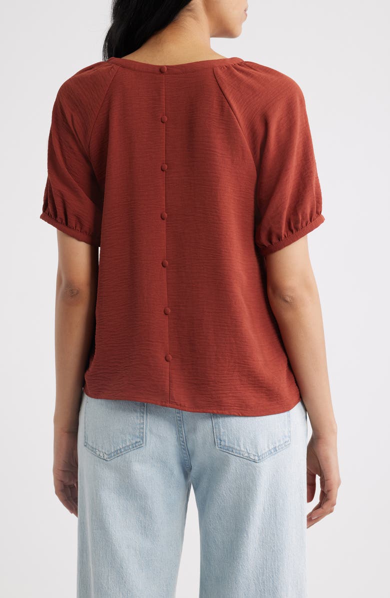 Bobeau Smock Pleat Knit Top, Alternate, color, Brandy Brown