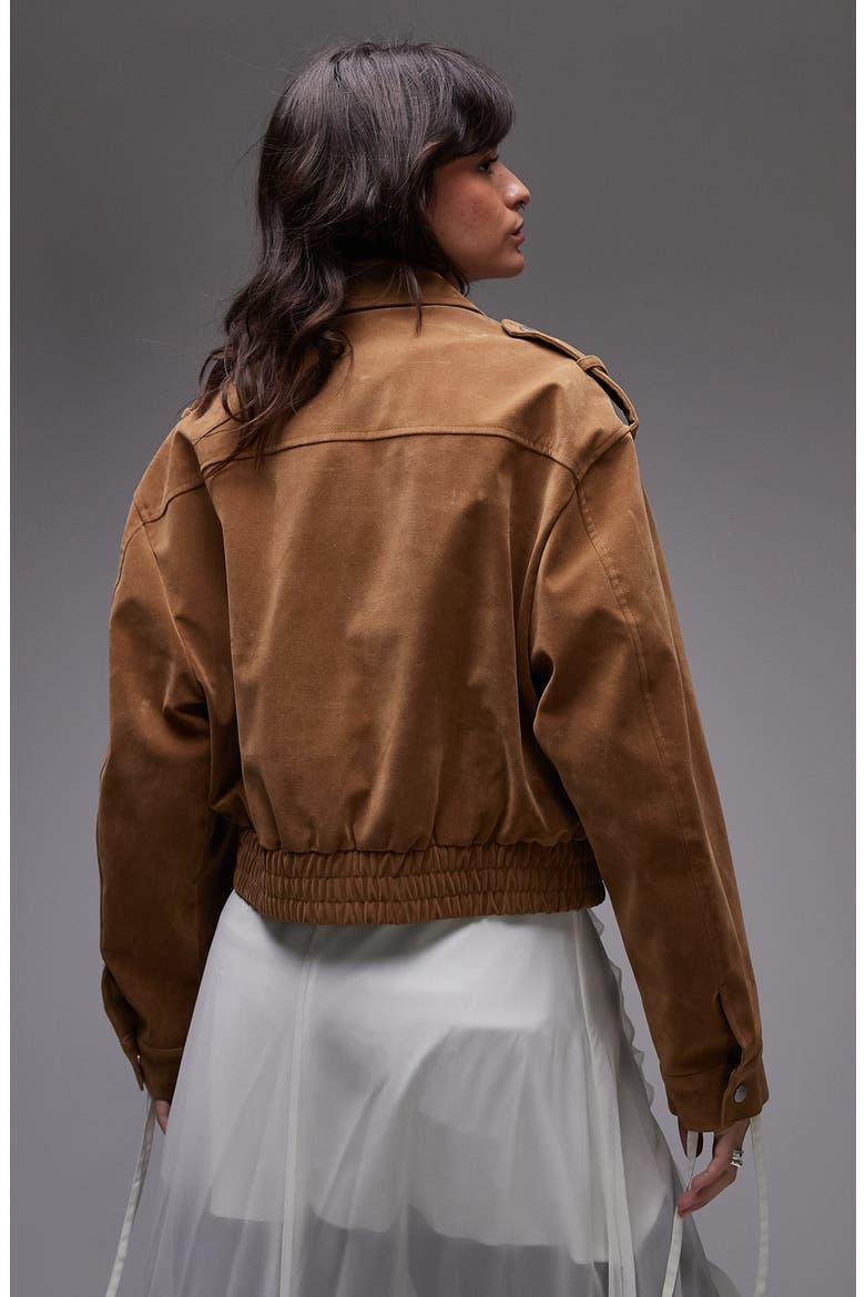 Faux Suede Jacket, Alternate, color, CAMEL