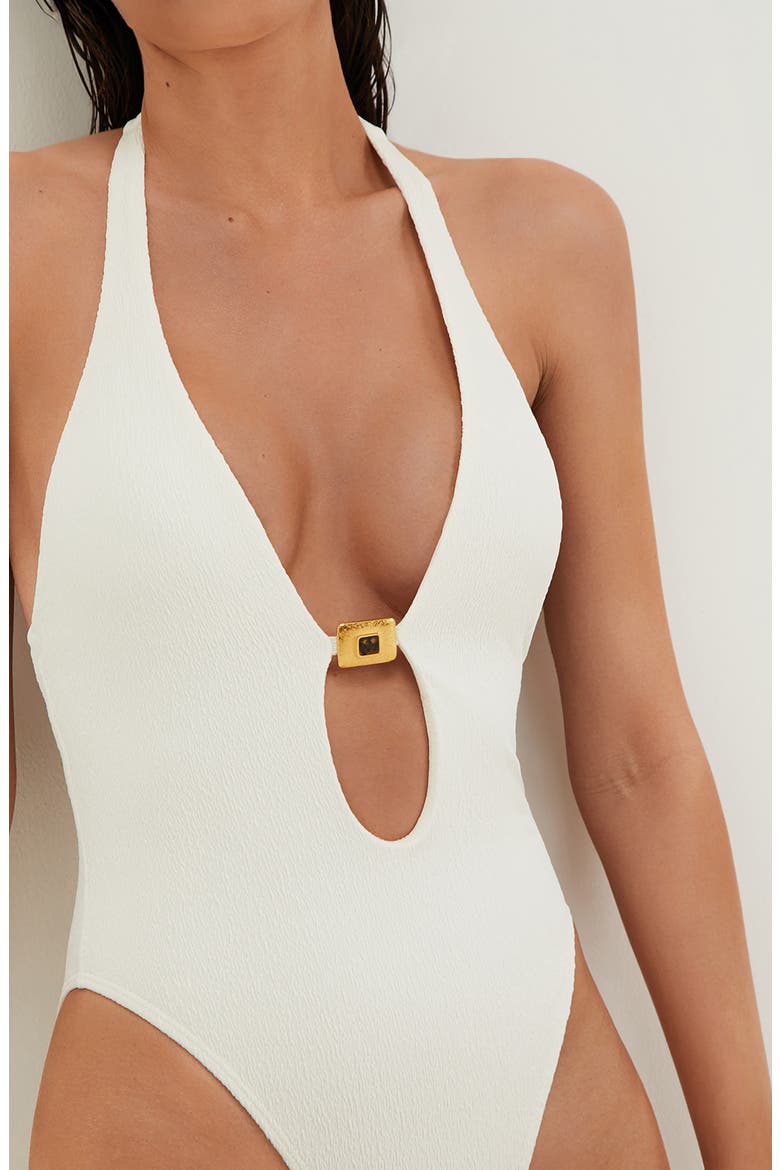 Firenze Liza Cutout One-Piece Swimsuit, Alternate, color, WHITE