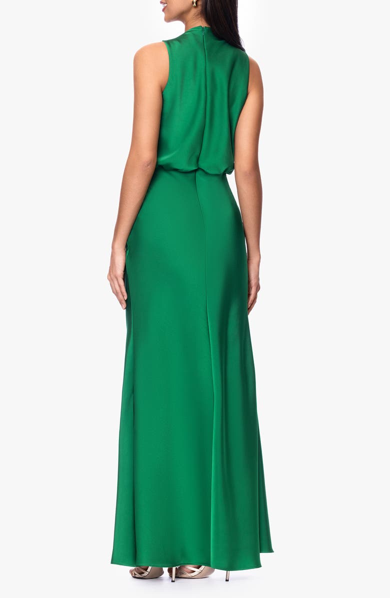 Betsy & Adam Clasp Detail Satin Gown, Alternate, color, Emerald