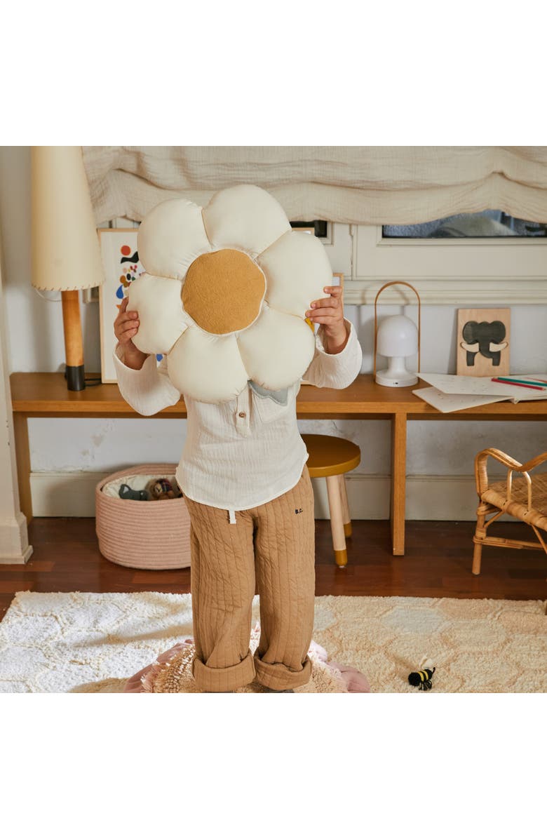 Lorena Canals Cushion Little Daisy, Alternate, color, Dark Honey, Natural, Blue Sage