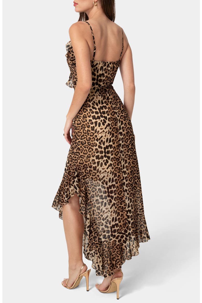 Ruffle Chiffon Maxi Dress, Alternate, color, LEOPARD