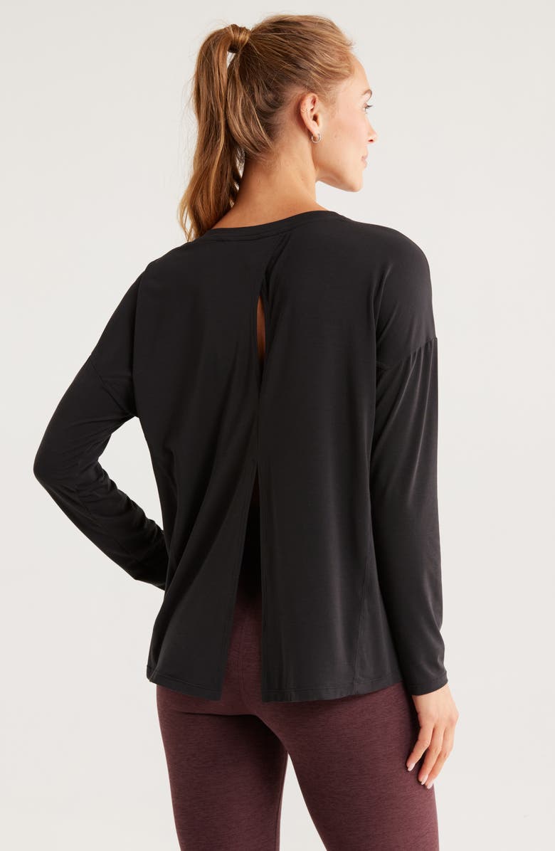 Zella Breathe Long Sleeve Split Back T-Shirt, Alternate, color, 