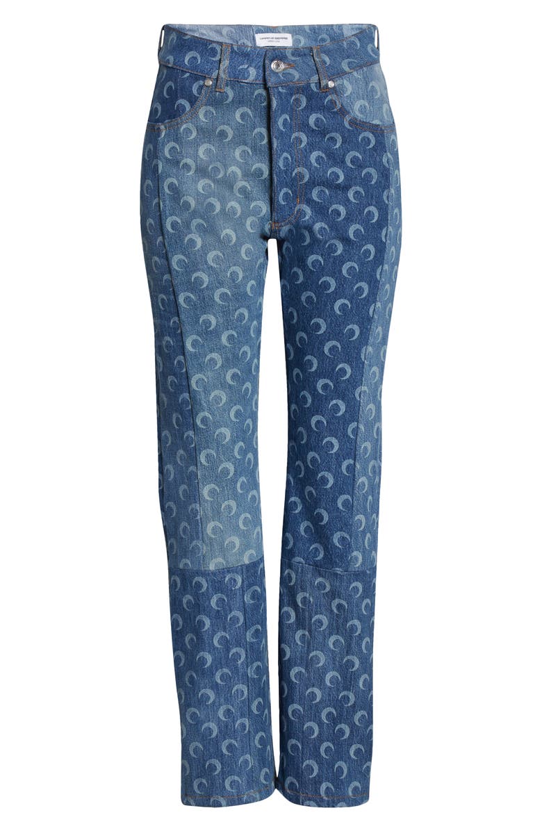 Marine Serre Moon Print Denim Pants, Alternate, color, 