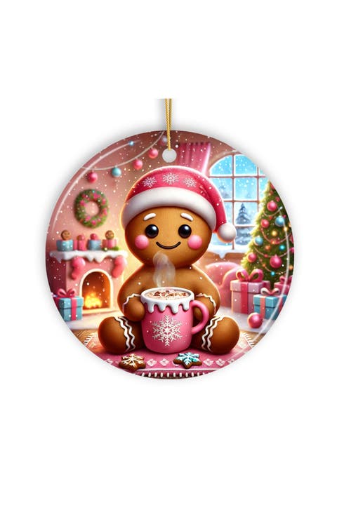 Cozy Gingerbread Man Hot Cocoa Ornament - Version 1