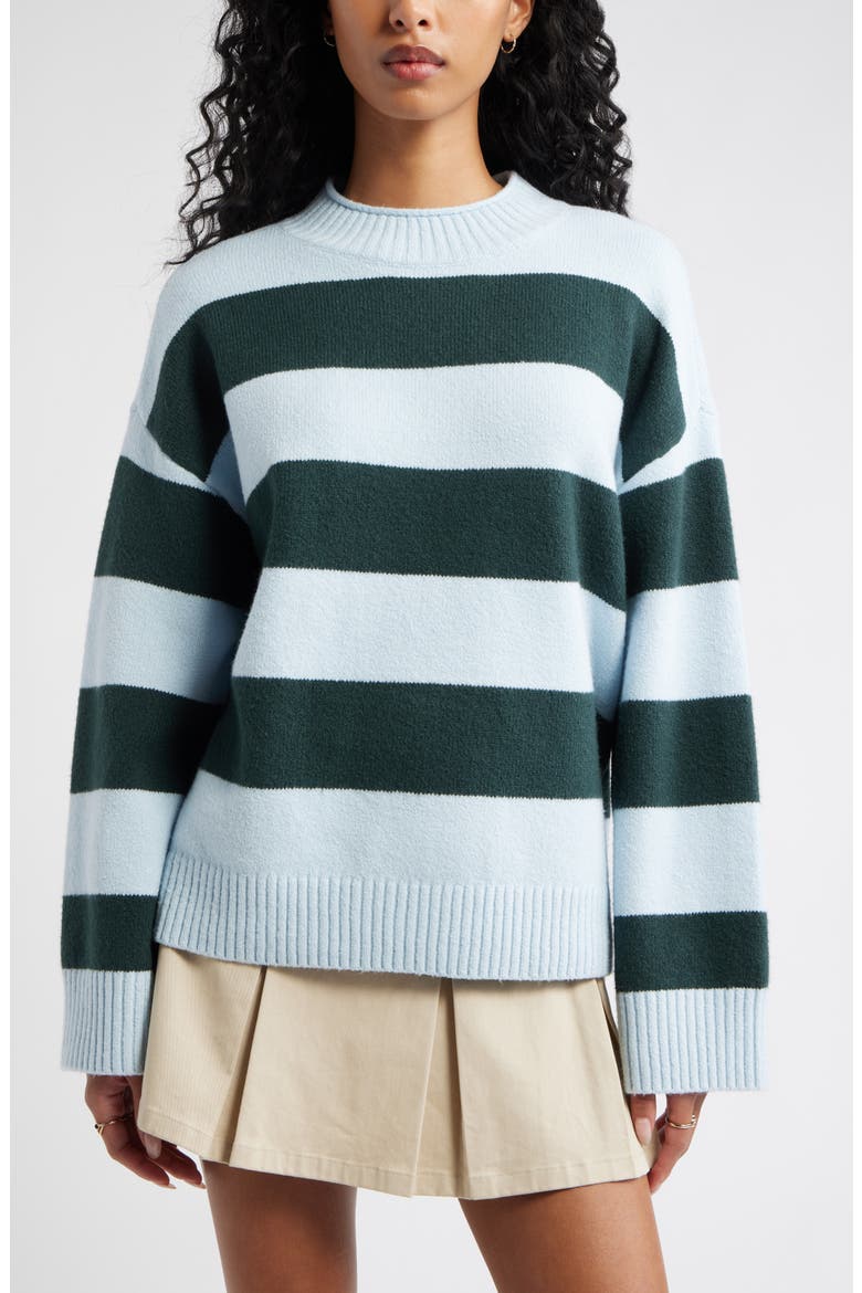 Everyday Easy Cotton Blend Sweater, Main, color, BLUE- GREEN SURI STRIPE