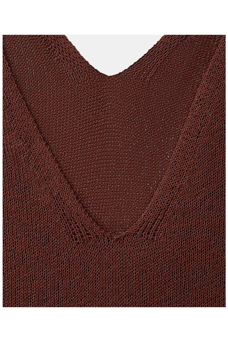 V-Neck Knit Midi Dress, Alternate, color, BURNT ORANGE