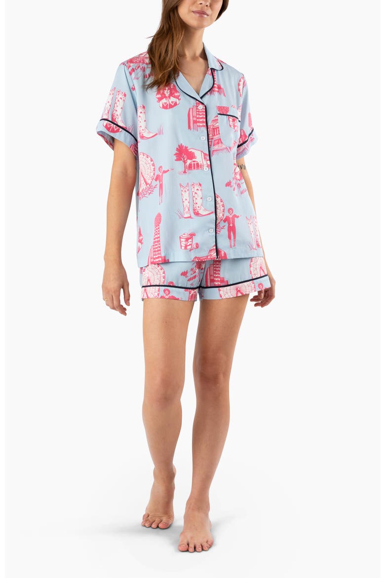 Dallas Toile Shorts Set, Main, color, Blue