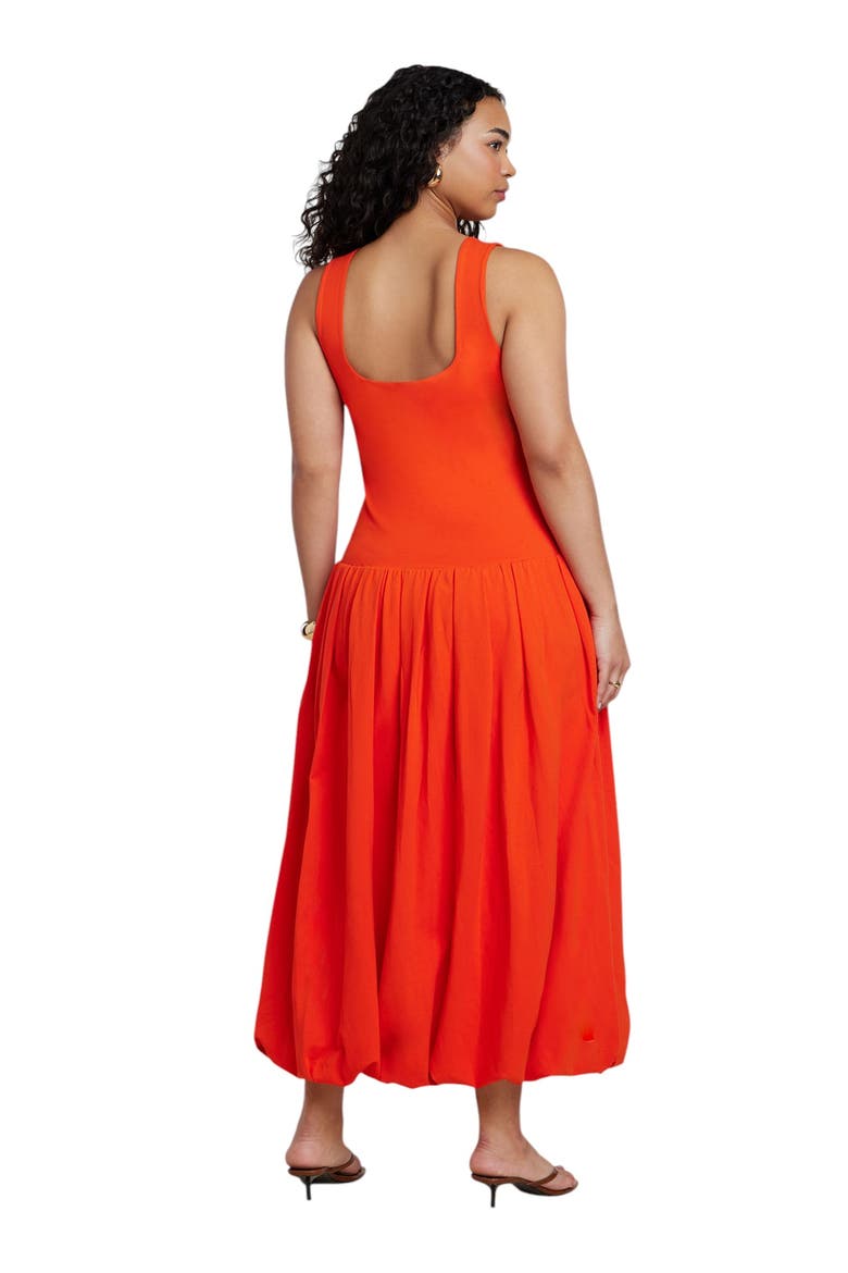 Drop Waist Bubble Maxi Dress, Alternate, color, DEEP POPPY