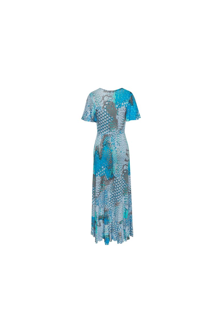 Printed Side Slit Maxi Dress, Alternate, color, Blue Multi