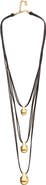 UNODE50 Triple leather necklace with three 18k gold-plated dials