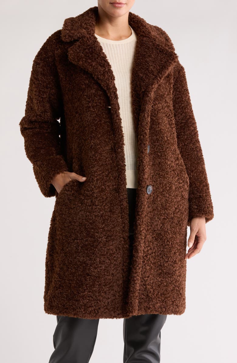 BCBGeneration Faux Fur Curly Walker Coat, Alternate, color,