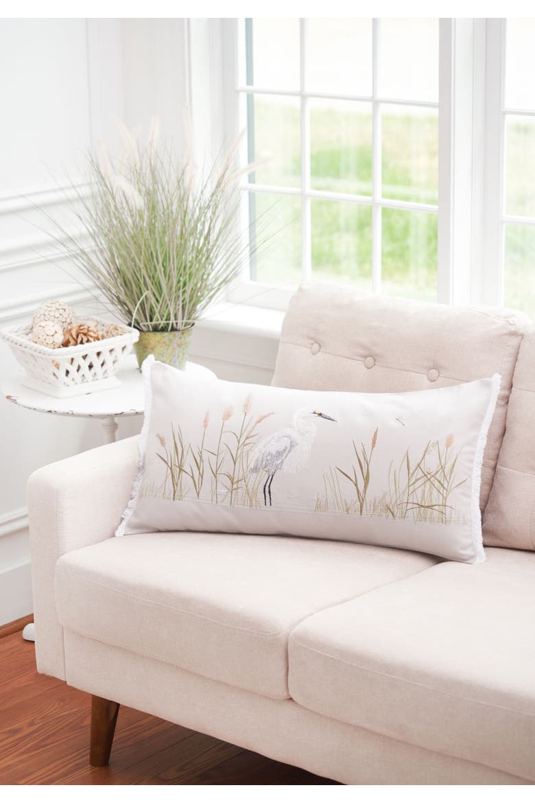 White Egret Lumbar Pillow, Alternate, color, Off-White